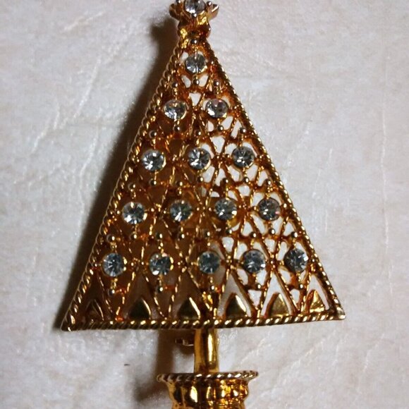 Vintage Eisenberg Ice Christmas tree pin clear rhinestones - Picture 1 of 6
